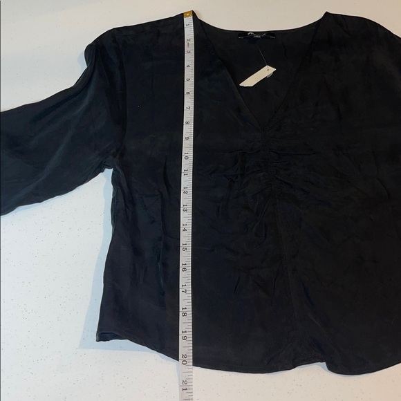 Madewell Black Ruched Long Sleeve Blouse - Picture 10 of 11